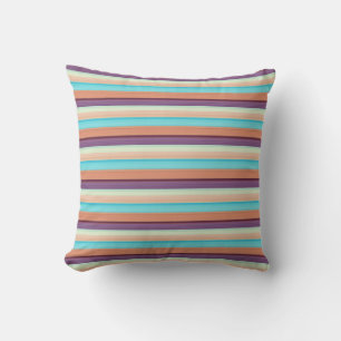 Cute blue brown stripes throw pillow