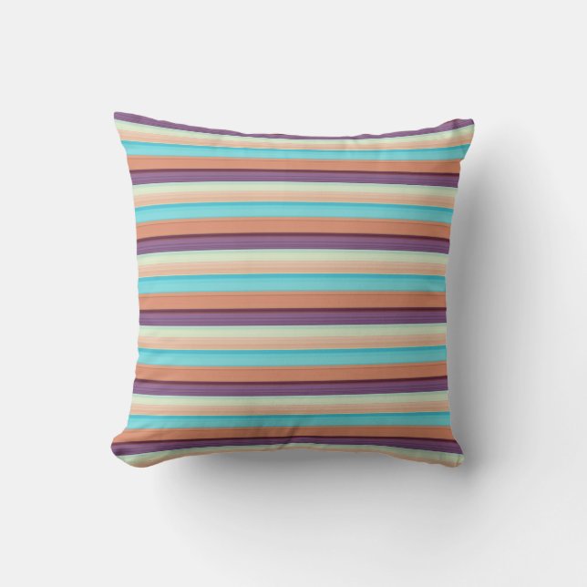 Cute blue brown stripes  throw pillow (Front)