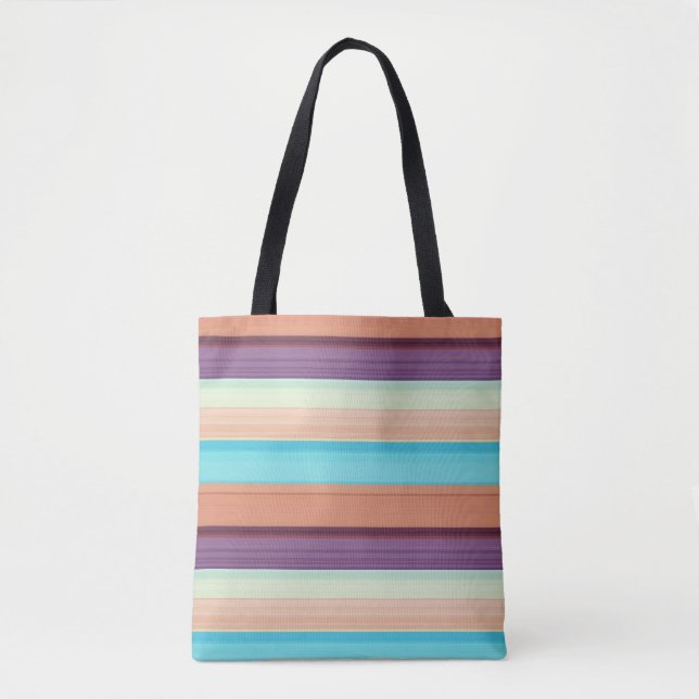 Cute blue brown stripes  tote bag (Front)