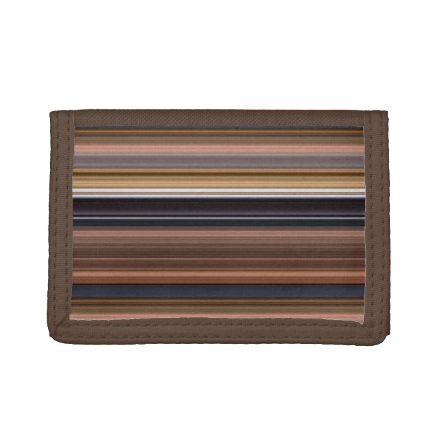 Cute blue brown stripes trifold wallet (Front)