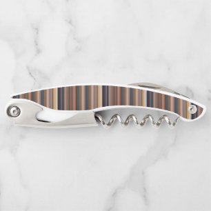 Cute blue brown stripes waiter's corkscrew
