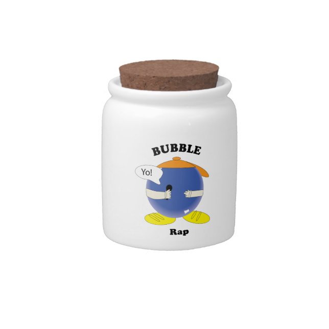 Cute Blue Bubble Rapper Cartoon Character "Yo!" Candy Jar (Front)
