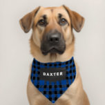 Cute Blue Buffalo Plaid Personalized Dog Pet Bandana Collar<br><div class="desc">Take your dog for a walk in style with this adorable pet collar. This rustic design features a blue and black buffalo plaid pattern with a black badge where you can personalize with the name of your dog,  cat,  or other special pet.</div>