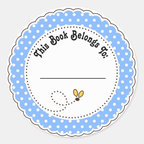 Cute Blue Bumble Bee Reading Bookplates