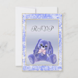 Cute Blue Bunny  Baby Shower RSVP Card