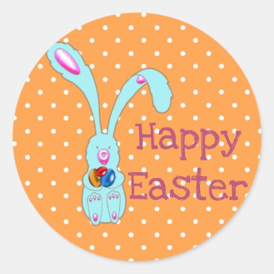 Cute Blue Bunny Happy Easter