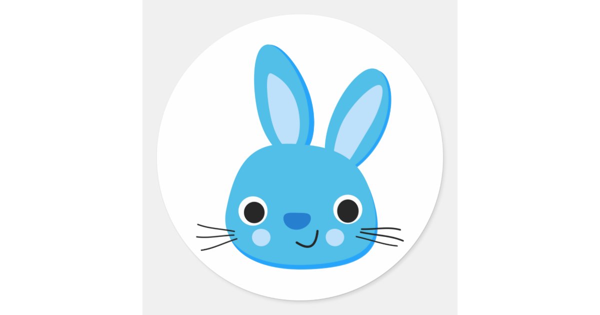 Cute Blue Bunny Rabbit Face Classic Round Sticker | Zazzle