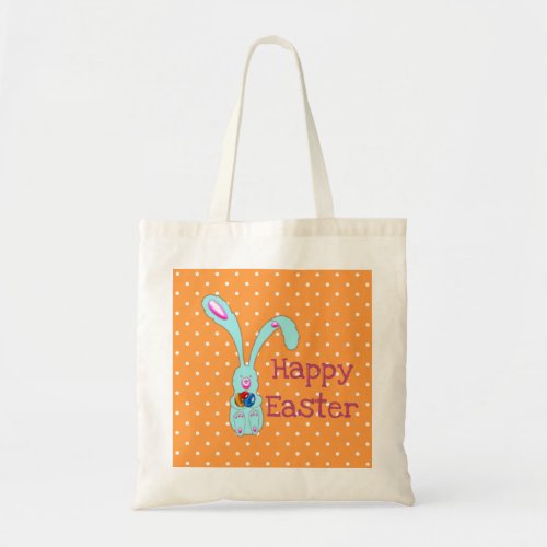 Cute Blue Bunny with Eggs Easter Tote Bag