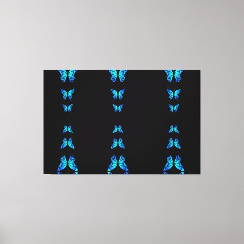 Cute Blue Butterflies Black Midnight Color Canvas Print