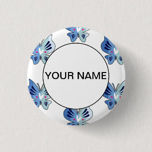 Cute Blue Butterflies Button