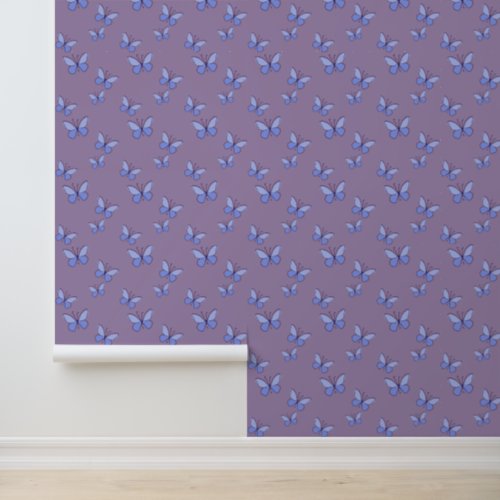 Cute Blue Butterflies in Doodle Style Wallpaper