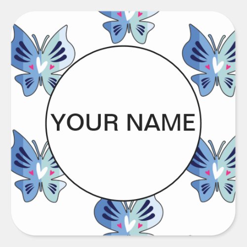Cute Blue Butterflies Square Sticker