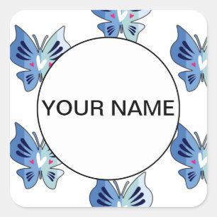 Cute Blue Butterflies Square Sticker
