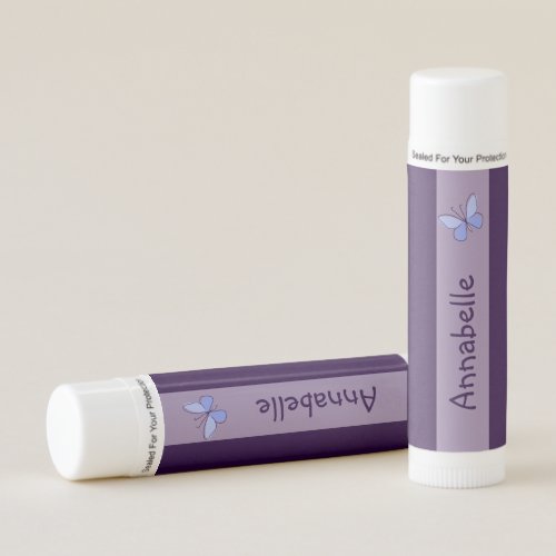 Cute Blue Butterfly Doodle Your Name Lip Balm