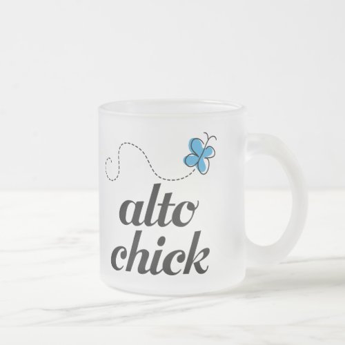 Cute Blue Butterfly Music Alto Chick Gift Frosted Glass Coffee Mug