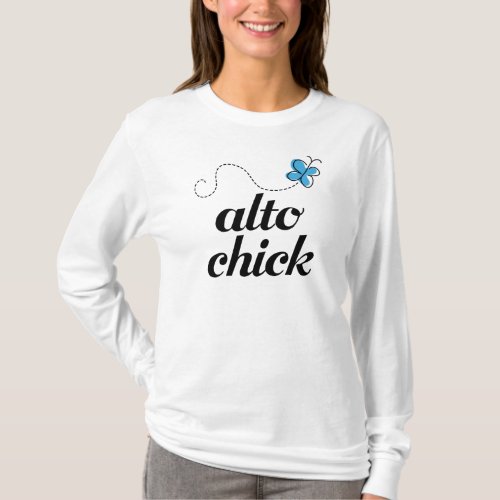 Cute Blue Butterfly Music Alto Chick Gift T_Shirt
