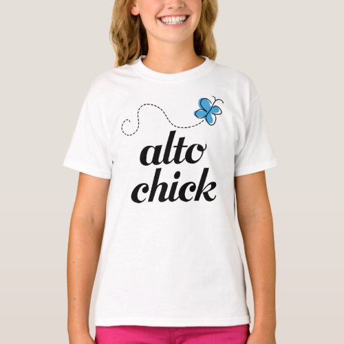 Cute Blue Butterfly Music Alto Chick Gift T_Shirt