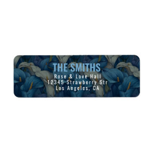 Cute Blue Calla Lilies Accent Destination Wedding Label
