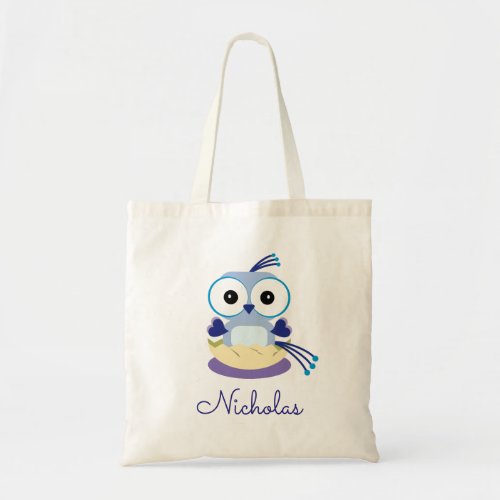 Cute Blue Cartoon Baby Bird _ Boy _ Gender Reveal Tote Bag