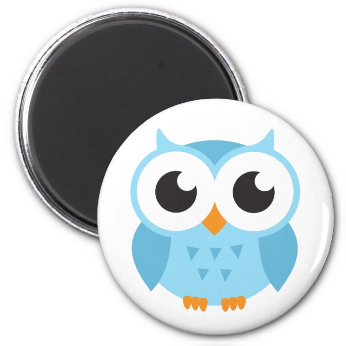 Cute blue cartoon baby owl fridge magnet