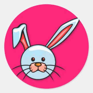 Cute Blue Cartoon Easter Bunny