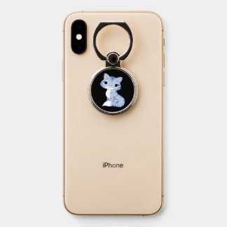 Cute Blue Cartoon Kitty Cat Phone Ring Stand