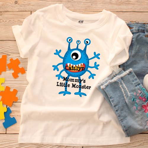 Cute Blue Cartoon Monster Funny Fun for Kids Toddler T_shirt