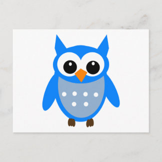 Cute Blue Cartoon Owl Postcard