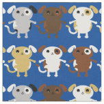 Cute Blue Cartoon Puppy Dogs Kids Fabric