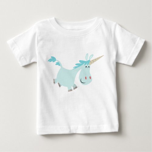 Cute Blue Cartoon Unicorn Baby T_Shirt