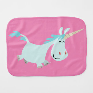 Cute Blue Cartoon Unicorn Burp Cloth