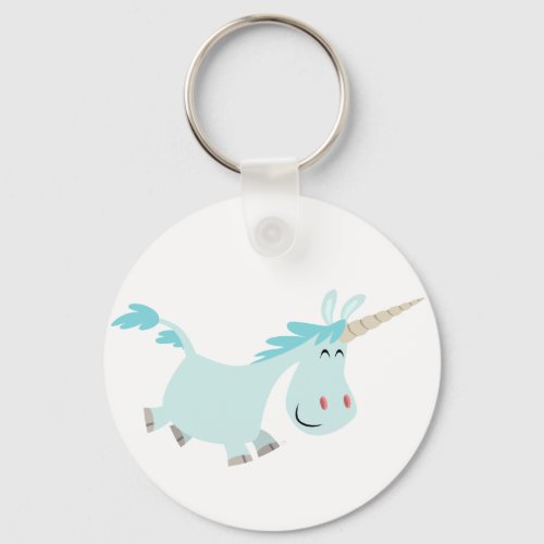 Cute Blue Cartoon Unicorn Keychain