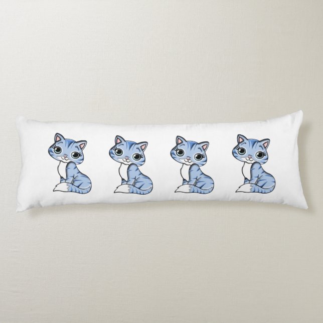 Cute blue cat cartoon body pillow (Back)