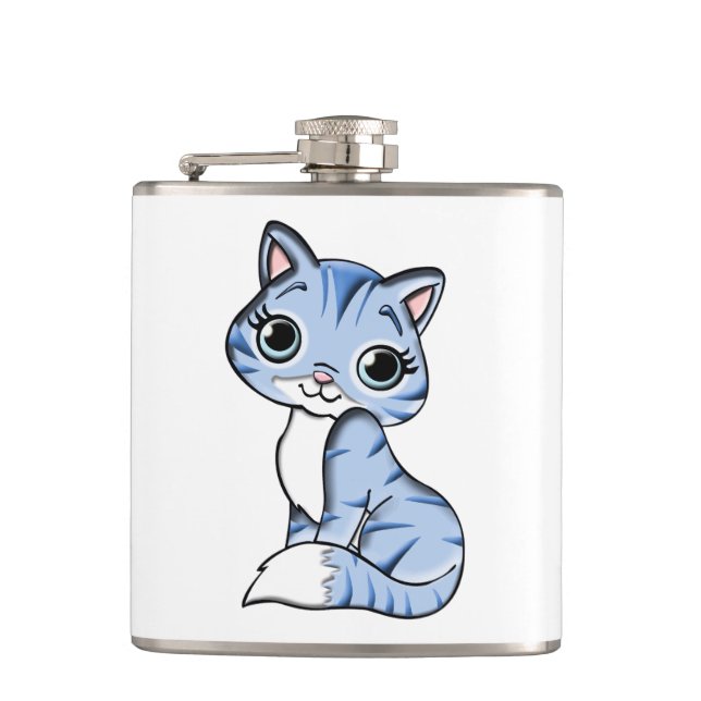 Cute blue cat cartoon flask (Front)