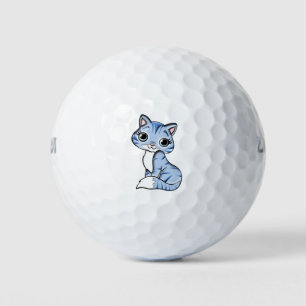 Cute blue cat cartoon golf balls