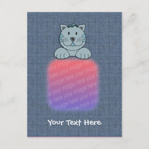 Cute Blue Cat Design Photo Postcard