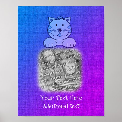 Cute Blue Cat Frame Create Your Own Photo Poster