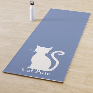 Cute Blue Cat Silhouette Modern Yoga Mat
