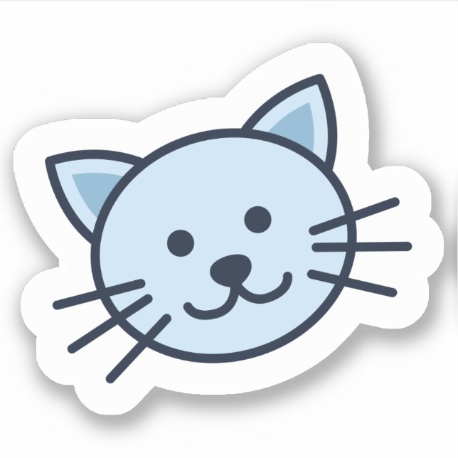 Cute Blue Cat Sticker (Front)