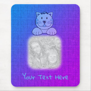 Cute Blue Cat Your Photo Personalized Mouse Pad