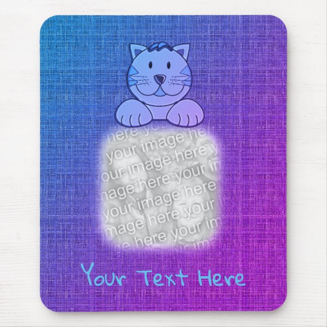 Cute Blue Cat Your Photo Personalized Mouse Pad (Front)