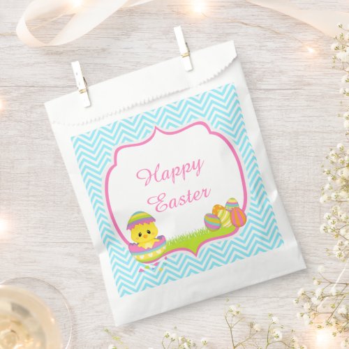 Cute Blue Chevrons Easter Chick Easter Egg Hunt