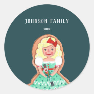 Cute blue christmas cookies nutcracker classic round sticker