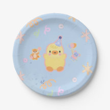 Cute blue christmas paper plates