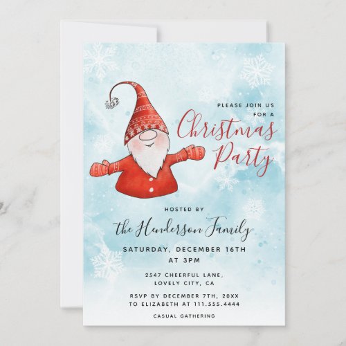 Cute Blue Christmas Party Invitation