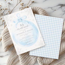 Cute blue Christmas Winter Baby boy shower Invitation