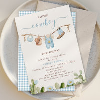 Cute Blue Clothesline Cactus Cowboy Baby Shower