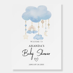 Cute Blue cloud Boy Baby Shower Welcome Sign