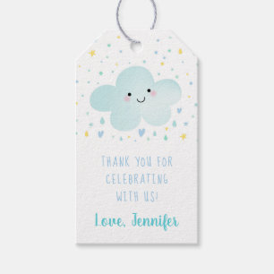 Cute Blue Cloud Stars Baby Shower Gift Tags
