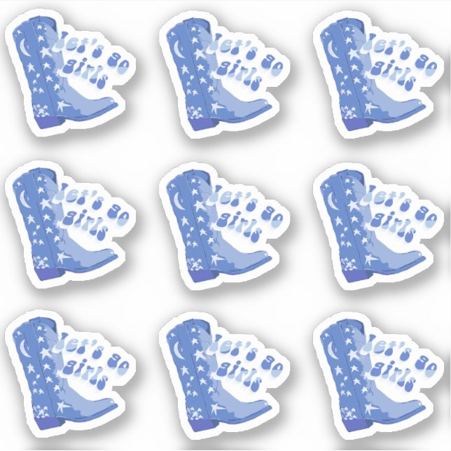 Cute Blue Coastal Cowgirl Boot Let's go girls Pack Sticker (Front)
